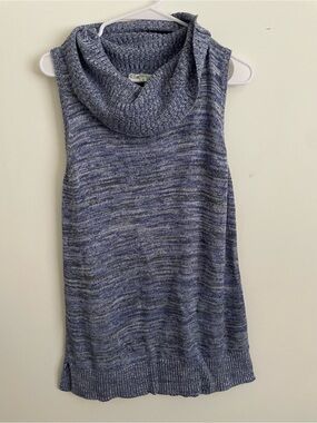 229 Sleeveless Cowl Neck Sweater Tunic - Blue
